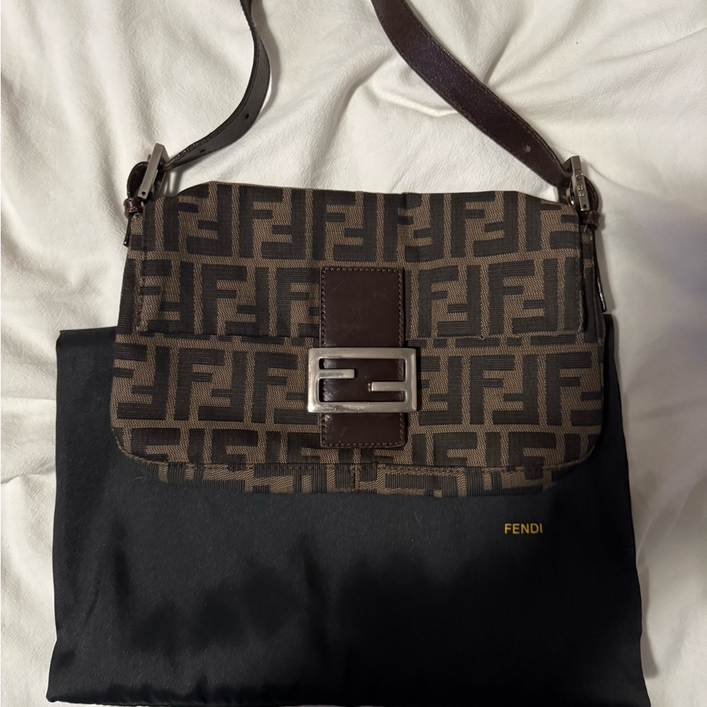 Fendi Vintage Zucca Brown Baguette Bag
